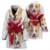 Pembroke Welsh Corgi On White Print Women's Bath Robe-Free Shipping