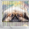 Funny Pekingese Dog Print Shower Curtains-Free Shipping