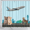 Happy Cats Print Shower Curtain-Free Shipping