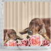 Irish Setter With Rose Print Shower Curtain-Free Shipping