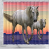 White Lusitano Horse Print Shower Curtain-Free Shipping