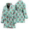 Bull Terrier Dog Floral Print Women's Bath Robe-Free Shipping