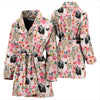 Tibetan Terrier Dog Floral Print Women's Bath Robe-Free Shipping