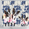 Boston Terrier Floral Print Shower Curtain-Free Shipping