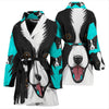Border Collie Dog Art Print Women's Bath Robe-Free Shipping