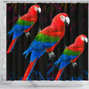 Red And Green Macaw Parrot Print Shower Curtains-Free Shipping
