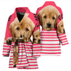 Cute Golden Retriever Dog Print Women's Bath Robe-Free Shipping