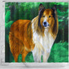 Rough Collie Dog Watercolor Art Print Shower Curtains-Free Shipping