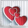 Red Heart Print Shower Curtain-Free Shipping