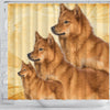 Lovely Finnish Spitz Print Shower Curtains-Free Shipping