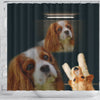Cute Cavalier King Charles Spaniel Print Shower Curtain-Free Shipping