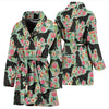Flat-Coated Retriever Dog Floral Print Women's Bath Robe-Free Shipping