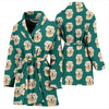 Golden Retriever Dog Pattern Print Women's Bath Robe-Free Shipping
