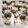 Laughing Pug Print Shower Curtain-Free Shipping
