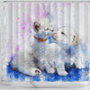 Cute Cat And Dog Love Watercolor Art Print Shower Curtains-Free Shipping