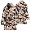 Pug In Lots Print Women's Bath Robe-Free Shipping