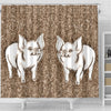 Cute Middle White Pig Print Shower Curtain-Free Shipping