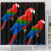 Red And Green Macaw Parrot Print Shower Curtains-Free Shipping
