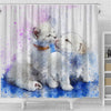 Cute Cat And Dog Love Watercolor Art Print Shower Curtains-Free Shipping