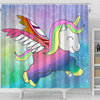 Cute Smiling Unicorn Print Shower Curtain-Free Shipping