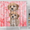 Cavapoo On Pink Print Shower Curtains-Free Shipping