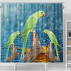 Cute Rose Ringed Parakeet Print Shower Curtains-Free Shipping
