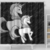 Black-White Unicorn Print Shower Curtain-Free Shipping