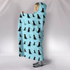 Black Labrador Dog Pattern Print Hooded Blanket