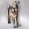 Bulldog Print On B/W Hooded Blanket