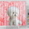 Bichon Frise On Pink Print Shower Curtains-Free Shipping