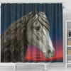 Amazing Friesian horse Print Shower Curtain-Free Shipping