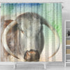 English Longhorn Cattle (Cow) Print Shower Curtain-Free Shipping