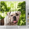 American Bulldog On Green Print Shower Curtain-Free Shipping