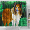 Rough Collie Dog Watercolor Art Print Shower Curtains-Free Shipping