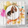 Colorful Basset Hound dog Print Shower Curtain-Free Shipping