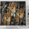 Icelandic Sheepdog On Black Print Shower Curtains-Free Shipping