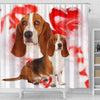 Basset Hound On Red Print Shower Curtains-Free Shipping