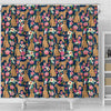 Brussels Griffon Dog Floral Print Shower Curtains-Free Shipping