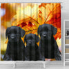 Black Labrador Print Shower Curtains-Free Shipping