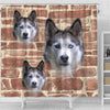 Siberian Husky On Wall Print Shower Curtains-Free Shipping