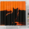 Cat Shadow Print Shower Curtain-Free Shipping