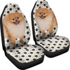 Black White Pomeranian Dog Patterns Print Car Seat Covers-Free Shipping