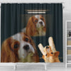 Cute Cavalier King Charles Spaniel Print Shower Curtain-Free Shipping